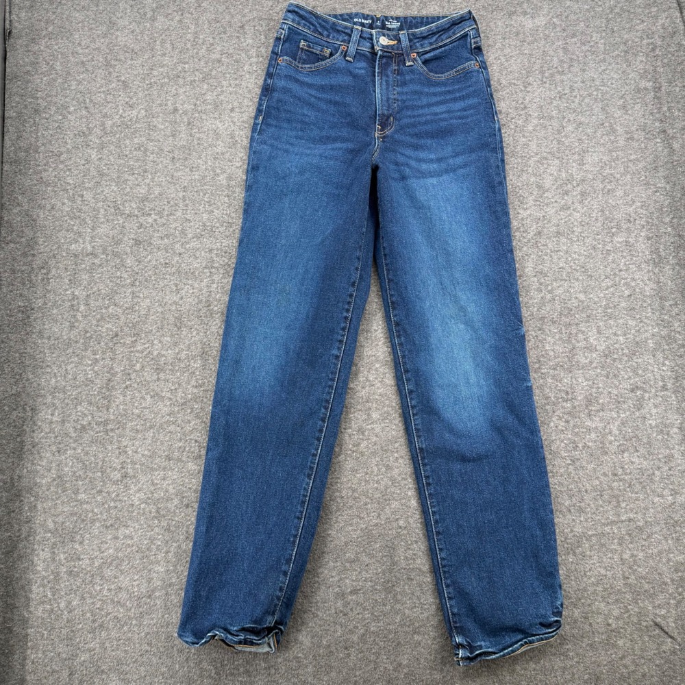 Old Navy OG Loose High Rise Jeans Womens 4 Tall Dark Wash Blue Relaxed Fit